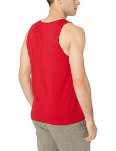 Men's <b>Navy</b> Blue Sleeveless Tank <b>Top</b> Yellow Trim Casual Knitted Solid Color Polyester Digital Printed Regular Fit Breathable OEM - Product Image 3