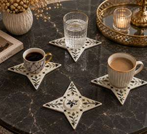 Posavasos Redondos Hechos a Mano con Incrustaciones Florales de Madreperla y Conchas Marinas para Mesa de Comedor, Mesa de Café y Decoración de Cocina - Product Image 3