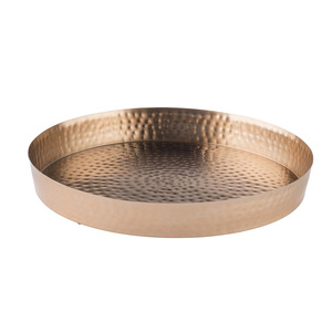 Classic Round Copper Serving Tray For Your Dining Room Bedroom <b>Living</b> Room Tea Coffee Water Serving Tray - Product Image 3