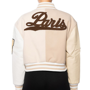 Factory Custom Women's 100% Wool Chenille Embroidery Letterman Baseball Varsity Cropped Jacket Streetwear Style - Product Image 4