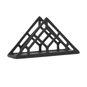 Porta Servilletas Triangular de Hierro con Acabado en Polvo Negro Mate para Decoración de Exteriores, Decoración de Mesa, Resistente al Viento - Product Image 1