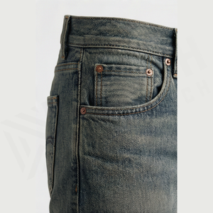 Jean en denim délavé coupe droite pour homme, coupe slim, taille mi-haute, en coton, style décontracté automne - Product Image 5