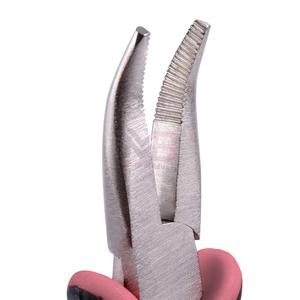 Kit de Pinzas Profesionales de Acero Inoxidable para Extensiones de Cabello, Más Vendido, con Mangos Rosados y Negros para Remover Anillos de Microquitaadhesivos de Queratina - Product Image 3