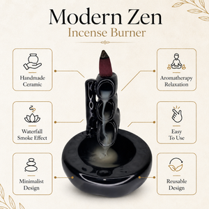 Modern Zen Ceramic Backflow <b>Incense</b> Burner Waterfall Smoke Cascade <b>Cone</b> Holder | Handmade Aromatherapy Meditation Home Decor OEM - Product Image 5