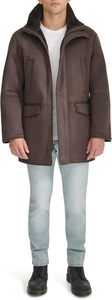 Veste en cuir PU marron pour homme avec doublure en fausse fourrure, col montant, coupe-vent, manteau d'hiver, style décontracté, coupe régulière - Product Image 6