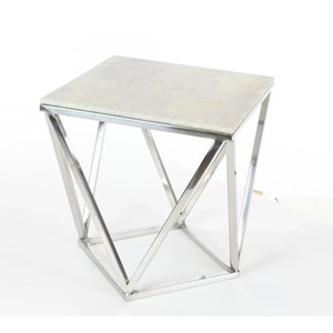 Modern Handmade Stainless Steel Metal Unique Shape Shinny Polished <b>Marble</b> <b>Top</b> <b>Side</b> & End <b>Table</b> Home Furniture - Product Image 1