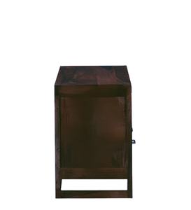 Compact 2-Drawer 2-Shelf Dark Brown Solid <b>Wood</b> Entertainment Cabinet TV Stand <b>Block</b> Legs for Living Room Farmhouse School Use - Product Image 5