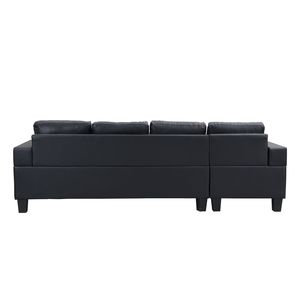 Divano Sezionale Moderno a 4 Posti per Soggiorno a L con Chaise Longue Sinistra e Destra e Portabicchieri NERO - Product Image 5