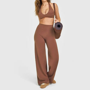 Ensemble de sport 2 pièces pour l'automne : Soutien-gorge de sport à col halter et Legging de yoga taille haute élastique, respirant, effet ventre plat, qualité supérieure - Product Image 3