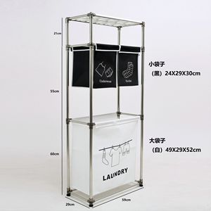 Cesto Portabiancheria a 3 Livelli con 4 Sacchi Rimovibili per Organizzare Biancheria Chiara e Scura, Tre Ganci per Uso in Bagno - Product Image 5