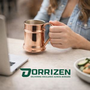 Mug en cuivre Orrizen 400 ml, réutilisable, passe au lave-vaisselle, style classique vintage, pour bière, café, thé, eau, idéal pour les fêtes et l'extérieur - Product Image 2