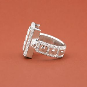 Luxury S925 <b>Silver</b> Baguette Round Moissanite Diamond Hip Hop Iced Out <b>Ring</b> For <b>Men</b> - Product Image 3
