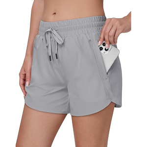 Pantalones Cortos Deportivos Modernos Grises para Hombre, Pantalones Deportivos Transpirables de Secado Rápido con Bolsillo Invisible con Cremallera para Teléfono Celular B2B - Product Image 1