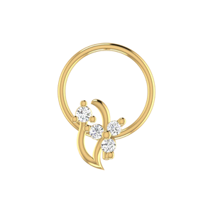 เข็มเจาะจมูกเพชรธรรมชาติดีไซน์หมุนรอบลายดอกไม้สีทอง14K 0.05CT - Product Image 1