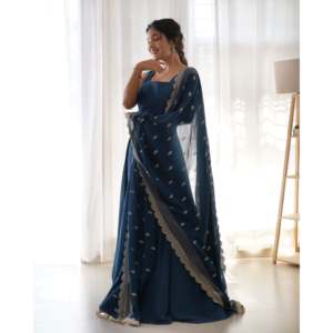 ROBE ANARKALI COULEUR RAMA AVEC DUPATTA LOURDE BRODÉE - Product Image 6