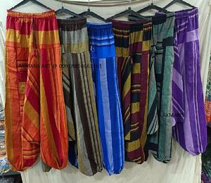 กางเกงฮาเร็มผ้าฝ้ายแบบถักมือชุดนอนผ้าฝ้ายสไตล์อินเดียชุดนอนผู้หญิงพิมพ์ลายมัดย้อม - Product Image 1