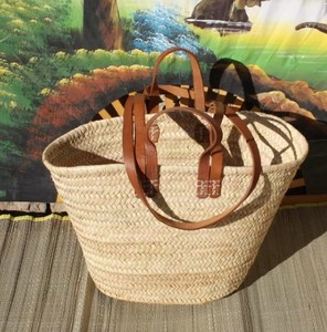 Set of 10 Baskets Double Leather Handles - 2 Sizes to choose from - Wholesaler Shopping <b>Bags</b> <b>Beach</b> Market Shopping - Product Image 2