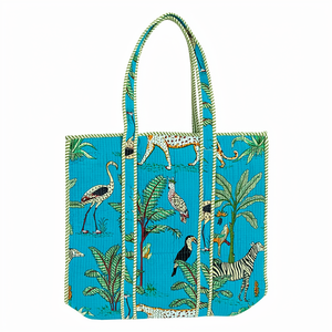 Bolso Tote Acolchado con Cierre, Hecho a Mano, de Algodón, Estilo Boho, Reutilizable, para Uso Diario - Product Image 1