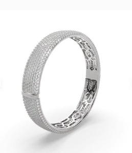 Brazalete de Oro Blanco de 18K con Diamantes Cultivados en Laboratorio |    Brazalete articulado con 5 filas de diamantes redondos de talla brillante |   Certificado por IGI - Product Image 5