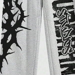 Ensemble de survêtement streetwear en coton avec imprimé tête de mort, sweat à capuche et pantalon, manches longues, cordon de serrage, coupe ample, pour l'automne - Product Image 5