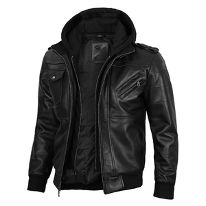 Latest Hot Selling Premium Quality Custom Design Red Real Leather Jacket Streetwear Square Collar Leather Outdoor Jacket <b>Men's</b> - Product Image 1