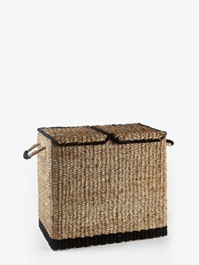 Cesta de mimbre de algas marinas dividida en 2 compartimentos, cesta de almacenamiento hecha a mano, venta al por mayor, ecológica, hecha en Vietnam - Product Image 6