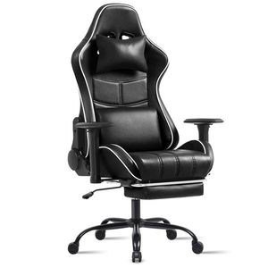 Sedia da Gaming Ergonomica per Adulti, Capacità 180 kg, Comoda Sedia da Ufficio in PU con Supporto Lombare Regolabile per Persone Robuste, Ideale per Sala Giochi - Product Image 1