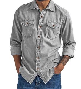 Chemises en jean pour hommes économiques, décontractées, en coton, boutonnées, écologiques, respirantes, style urbain tendance, confortables, vente en gros directe usine - Product Image 4
