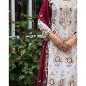 Women's Heavy Embroidery Work Party Wear <b>Top</b> Bottom and Dupatta Set - Product Image 3