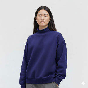 Sweat-shirt uni pour femme à col montant, au design minimaliste, en tissu doux et au style polyvalent, adapté aux tenues décontractées et urbaines. - Product Image 2