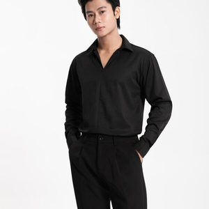 TST 8122.2 Mens Casual Long-Sleeve Shirt with Stand Collar and Raglan Sleeve (<b>No</b> <b>Buttons</b>)-Eco-Friendly Quick Dry & Breathable - Product Image 3