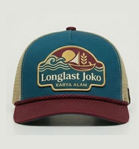 Casquette de camionneur brodée pour l'extérieur, en maille bleue, réglable, unisexe, décontractée, design 6 panneaux, logo frontal - Product Image 1