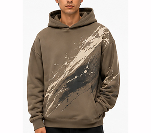 Sweat-shirt à capuche de luxe noir pour homme, coupe oversize, en coton épais, style streetwear hiver, chaud et tendance - Product Image 1
