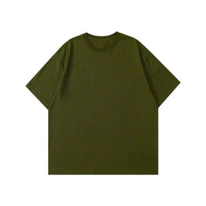 Men's <b>Olive</b> <b>Green</b> Cotton <b>T</b>-<b>Shirt</b> Short Sleeve O-Neck Regular Fit Casual Solid Color Jersey Knitted Plain Dyed - Product Image 1