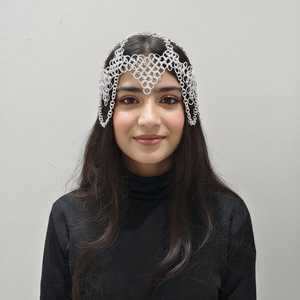 Coiffe en maille d'aluminium : Bijou de cheveux médiéval pour festival Renaissance - Product Image 1