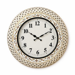 Handcrafted Decorative <b>Wall</b> <b>Clock</b> Vintage Floral <b>Design</b> Silent Analog <b>Wall</b> <b>Clock</b> for Living Room Home Decor - Product Image 1