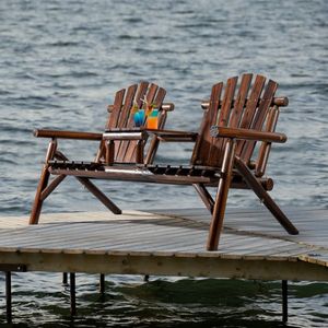 "Adirondack <b>Bench</b> <b>with</b> Built-in <b>Table</b> for <b>Gardens</b> and Patios" - Product Image 6