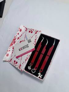Pince à épiler GETUP BROSONS IMPEX Curve 90 Dolphin Red pour extensions de cils, en acier inoxydable, fibres lisses, précision, antidérapante, parfaite - Product Image 3
