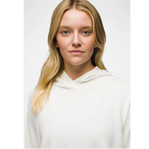 OEM Plain <b>Cream</b> <b>Fleece</b> Hoodie <b>Women</b> Minimalist Crossover Collar Drop Shoulder Pullover Wholesale Custom Made By Twin City - Product Image 5