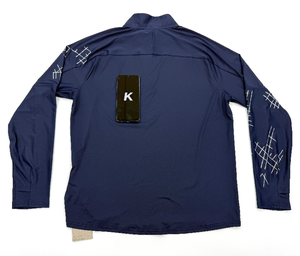 Sweat-shirt bleu pour <span class=keywords><strong>homme</strong></span> à demi-zip, imprimé, protection solaire, veste de sport, séchage rapide, manches longues, respirant, extensible dans quatre directions - Product Image 2