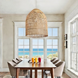 Nordic Style Hand-Woven Bamboo Hanging Lamp Natural Wicker Pendant <b>Light</b> Sustainable Eco-friendly Ceiling <b>Light</b> for Dining Room - Product Image 2