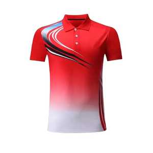 Conjunto de Camiseta Polo de Manga Corta con Degradado Rojo para Hombre y Pantalones Cortos con Cintura Elástica Negra, Ropa Deportiva de Tenis de Poliéster de Secado Rápido - Product Image 5