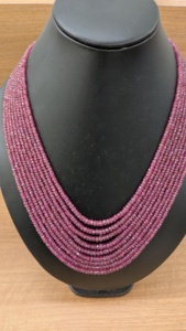 Natural Pink Sapphire AAA+ Quality 9-Layer Multi-Strand <b>Necklace</b> 35.5 mm Faceted Rondelle Beads 24-Inch <b>Long</b> South Africa - Product Image 4