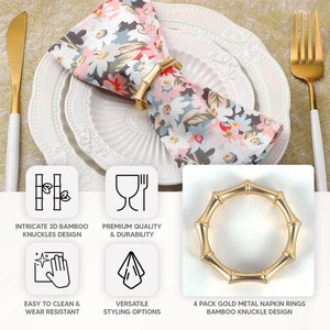 Anneaux de serviette vintage en laiton et bambou, 2 pouces, décor de table rond en métal doré - Product Image 4