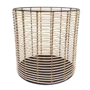 Maceta Redonda Negra Mate y de Color Natural, Macetas de Mimbre y Hierba Marina, Macetas y Jardineras para Flores - Product Image 3