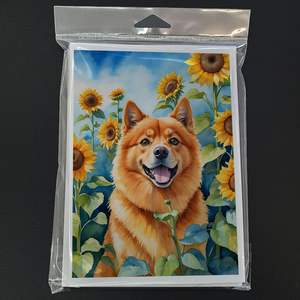Whimsical Finnish Spitz in Sunflowers A7 Tarjetas de felicitación Paquete de 8 tarjetas de nota en blanco con sobres Tamaño 5x7 - Product Image 3
