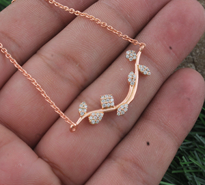 Collier pendentif en argent sterling plaqué or rose avec zircon cubique, pour femme, diamant solitaire AAA, délicat, cadeau de mariage - Product Image 3