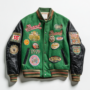Veste de baseball décontractée épaisse à capuche en cuir pour homme, en chenille de laine, avec doublure en polyester, fabriquée sur mesure par un fabricant OEM - Product Image 1