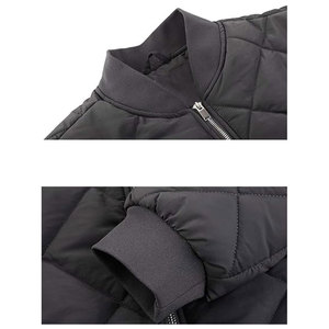 Chaqueta Bomber Acolchada Negra para Hombre, Cuello Mao, Cierre de Cremallera, Cortavientos, Informal, de Invierno, con Relleno de Poliéster, Corte Regular - Product Image 5