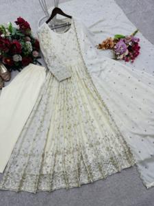 Conjunto de Salwar Kameez de Seda Cinon de Diseñador con Pantalón y Dupatta, Elegante Bordado de Lentejuelas, Estilo Bollywood, Largo hasta el Suelo, para Fiesta - Product Image 5